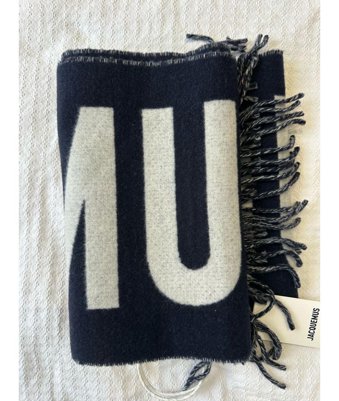JACQUEMUS Темно-синий шерстяной шарф, фото 4