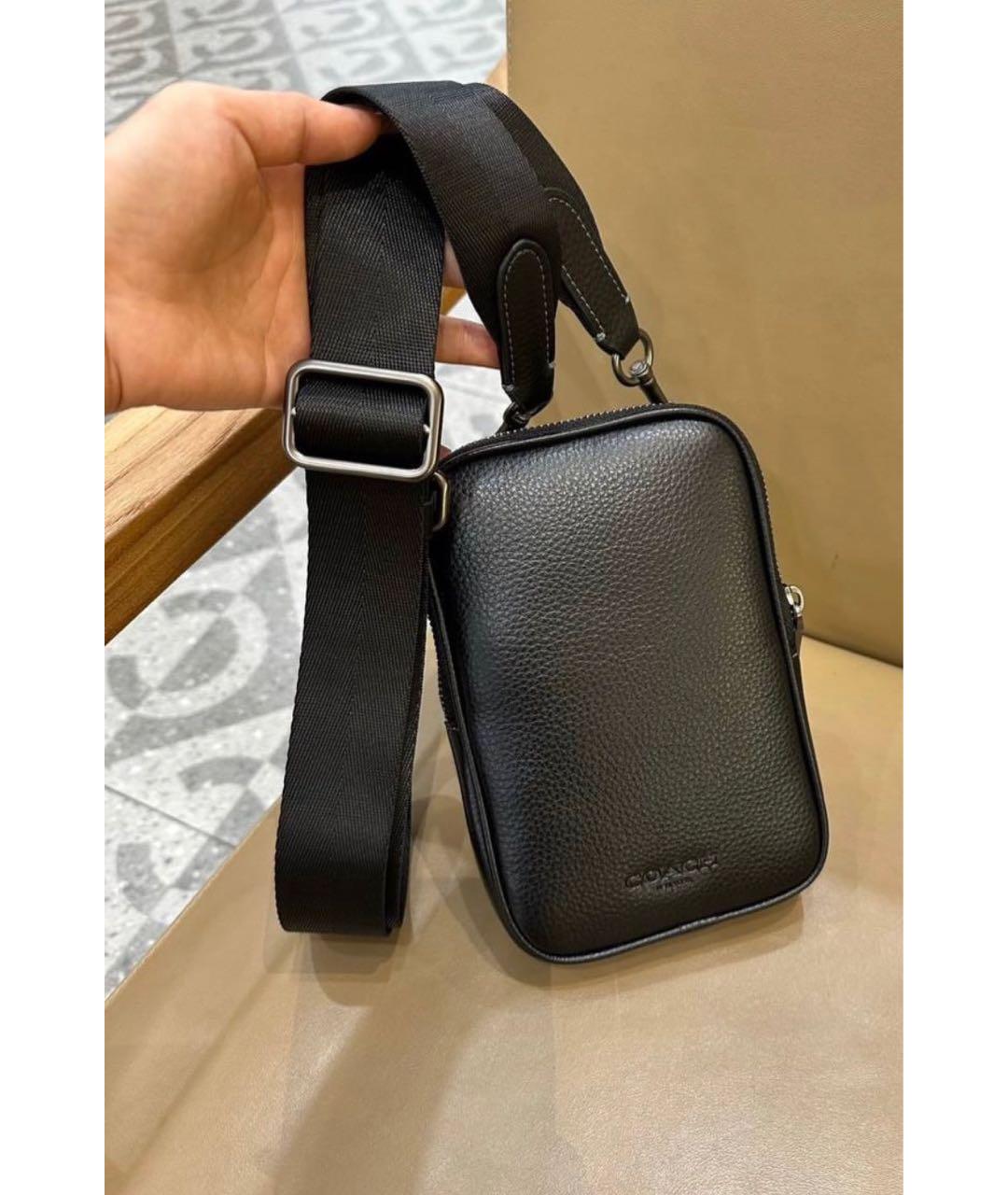 COACH Черная кожаная сумка на плечо, фото 2
