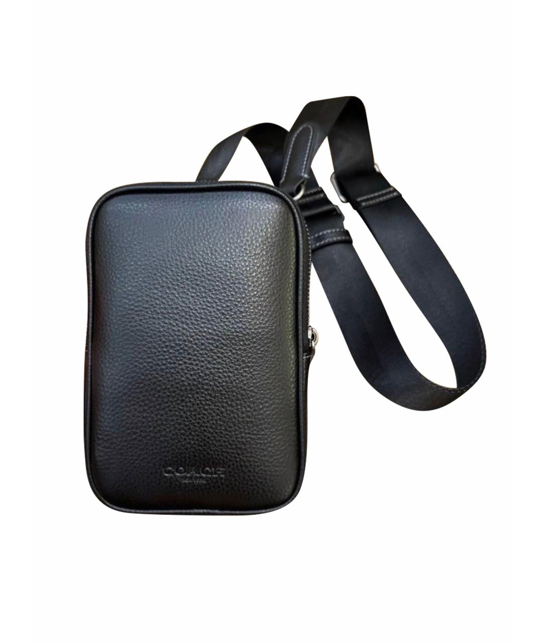 COACH Черная кожаная сумка на плечо, фото 1