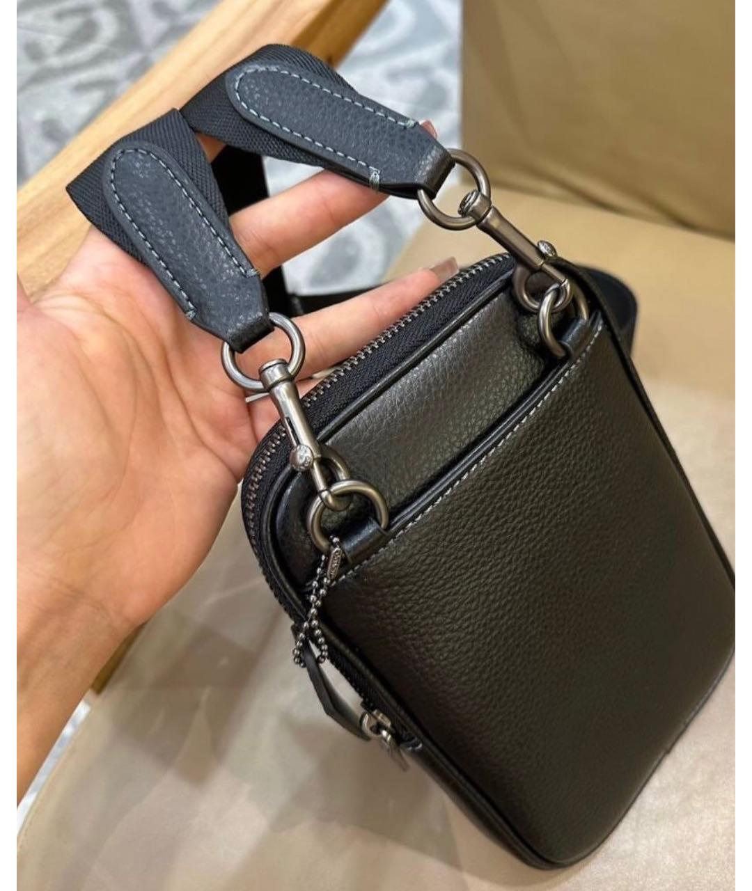 COACH Черная кожаная сумка на плечо, фото 3