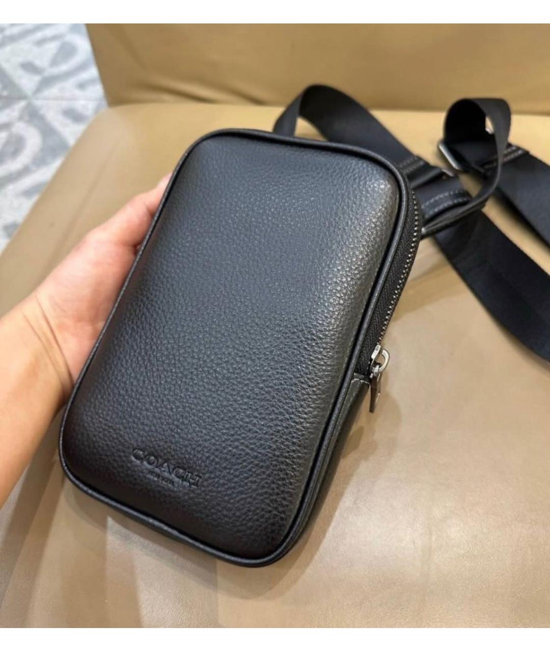 COACH Черная кожаная сумка на плечо, фото 5