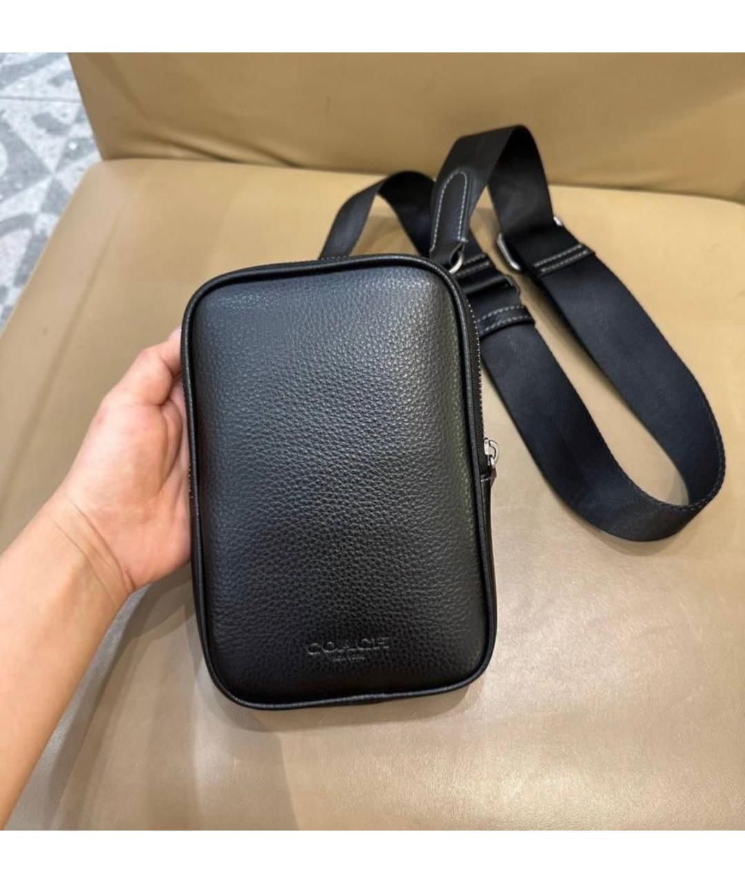 COACH Черная кожаная сумка на плечо, фото 9