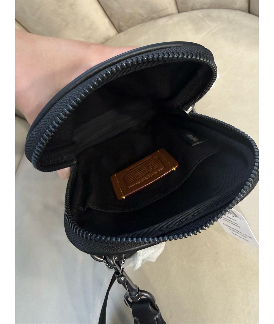COACH Черная кожаная сумка на плечо, фото 4