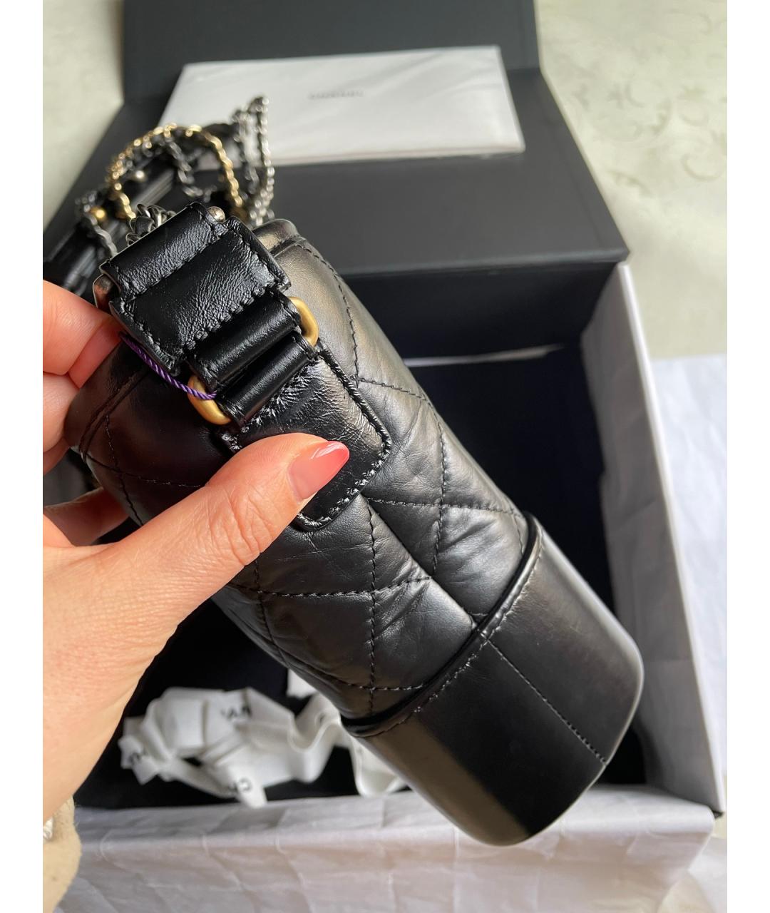 CHANEL Черная кожаная сумка через плечо, фото 5