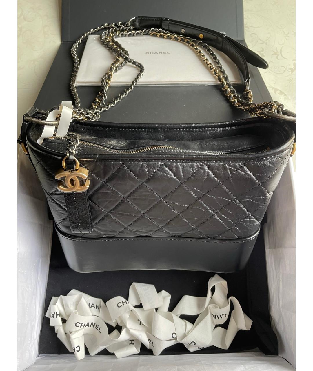 CHANEL Черная кожаная сумка через плечо, фото 7