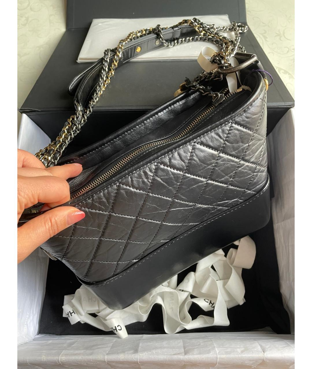 CHANEL Черная кожаная сумка через плечо, фото 3