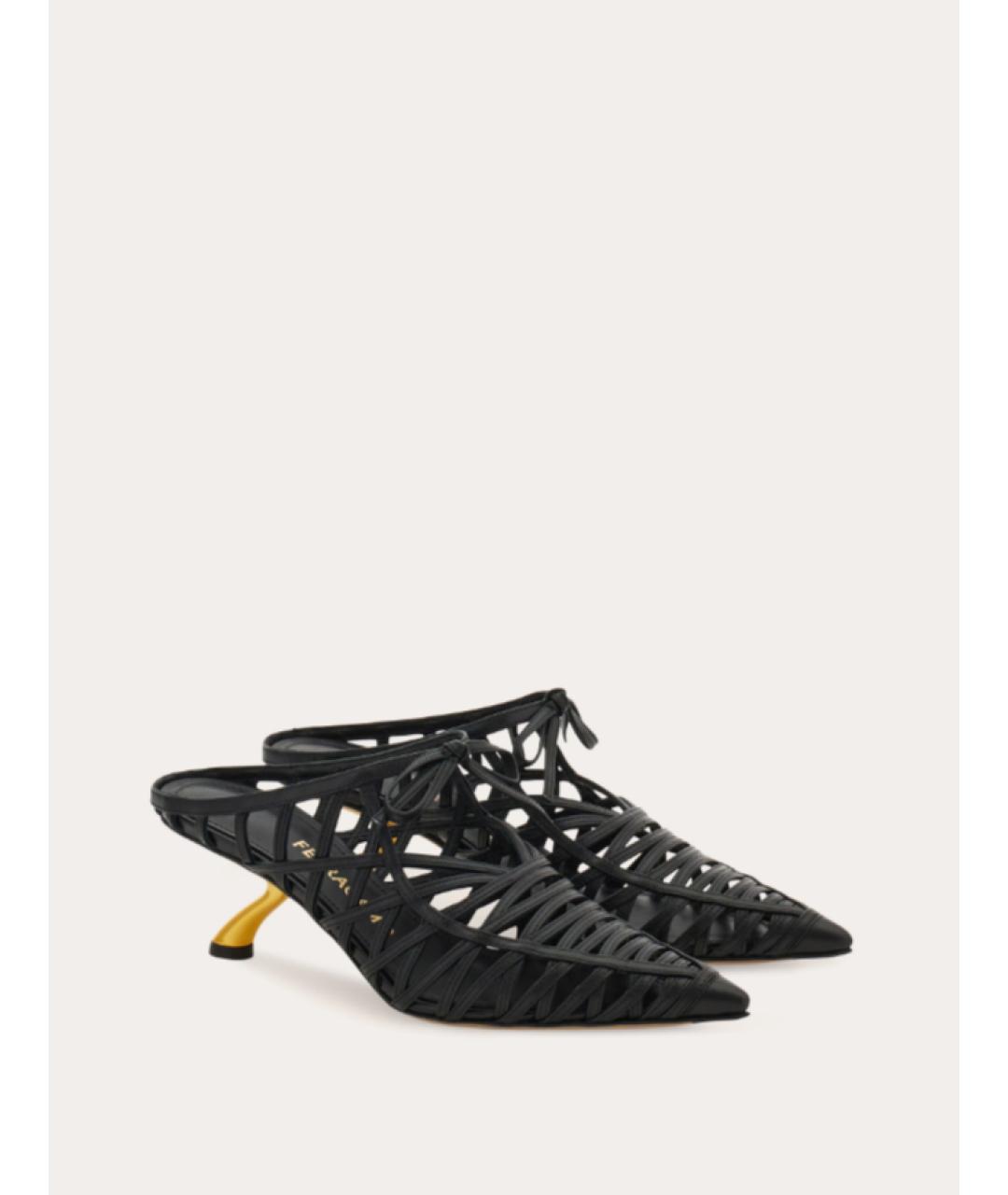 FERRAGAMO Черные кожаные мюли, фото 2