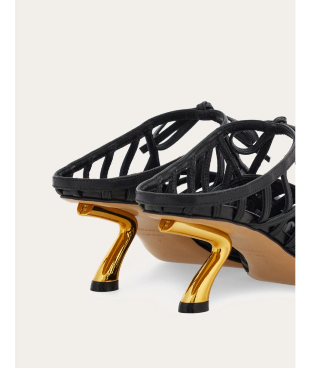 FERRAGAMO Черные кожаные мюли, фото 5