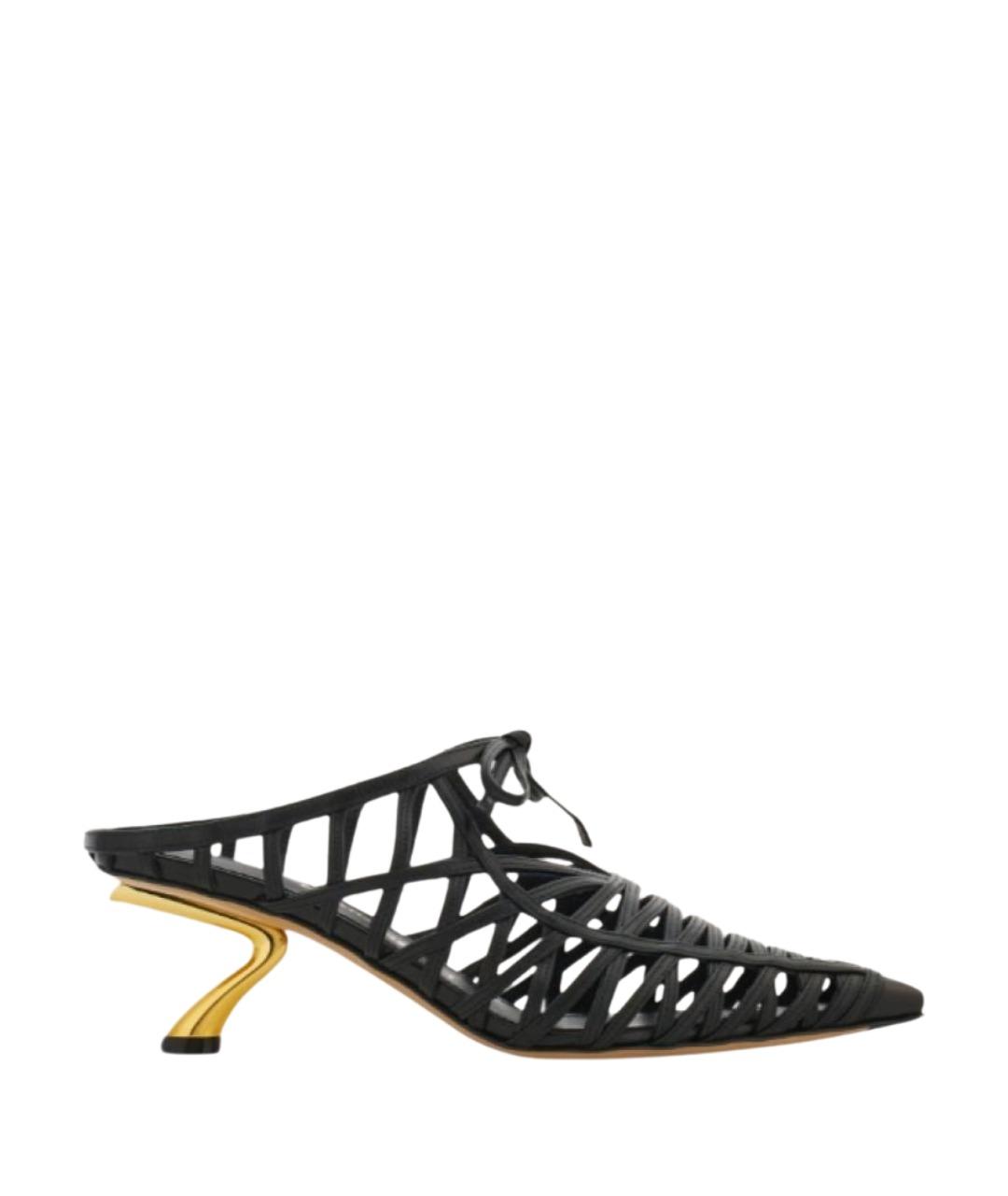 FERRAGAMO Черные кожаные мюли, фото 1