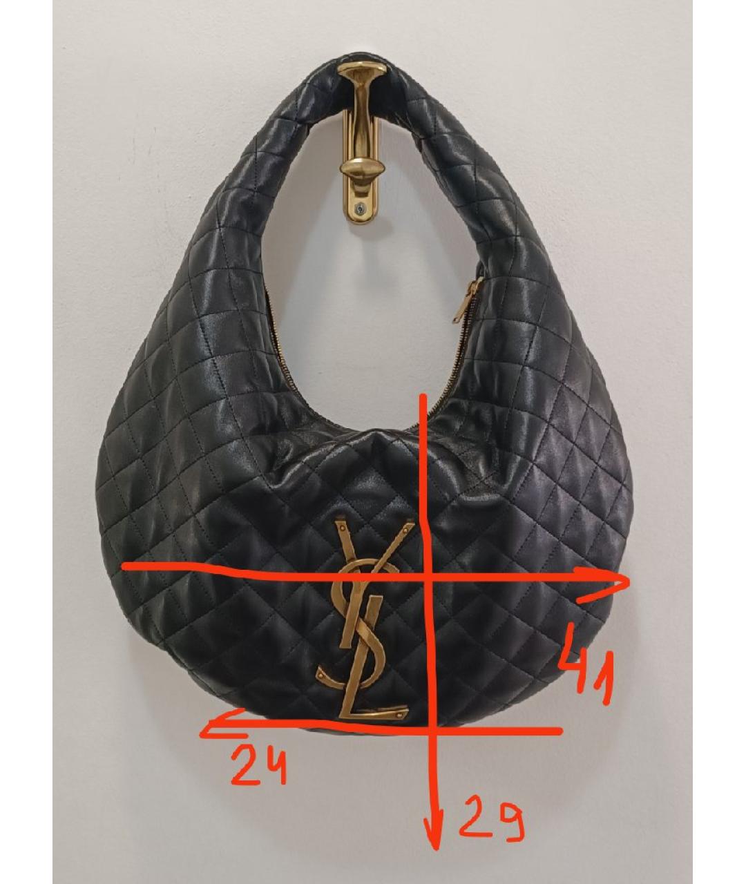 SAINT LAURENT Черная кожаная сумка через плечо, фото 6