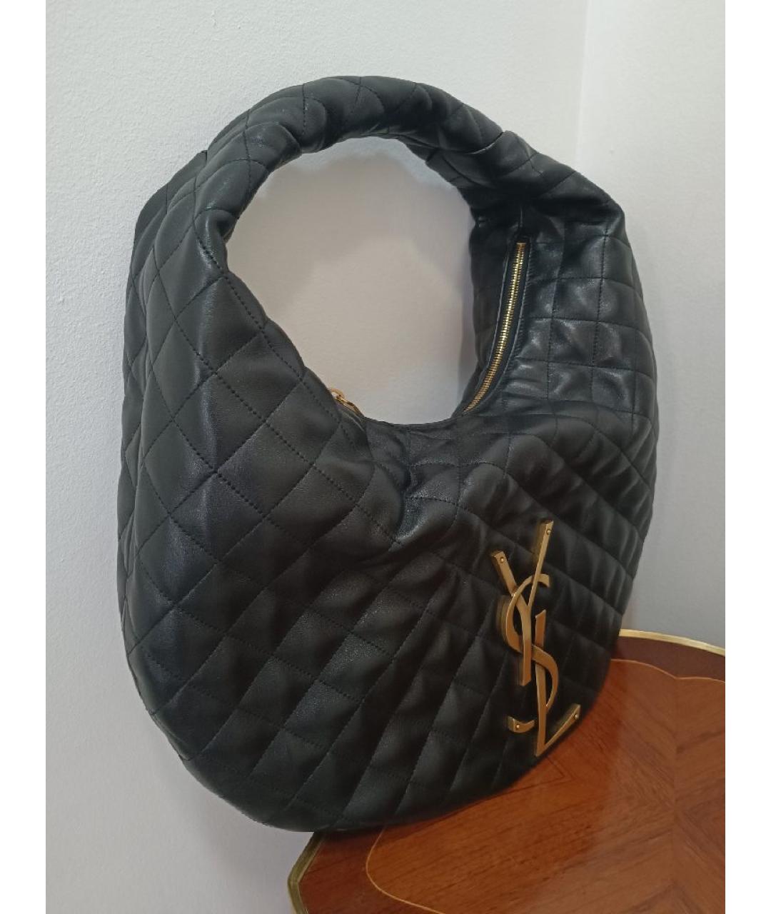 SAINT LAURENT Черная кожаная сумка через плечо, фото 3