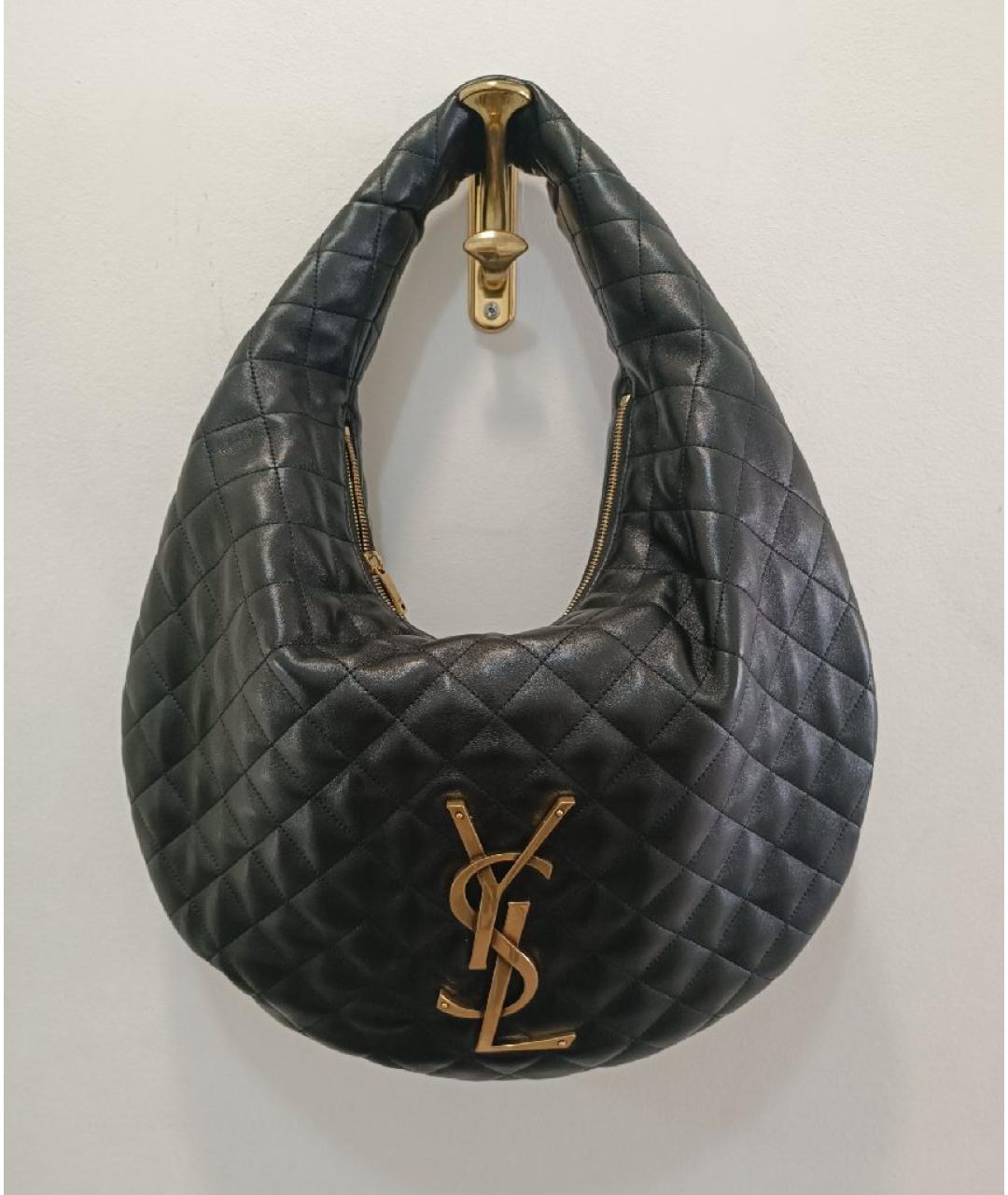SAINT LAURENT Черная кожаная сумка через плечо, фото 2