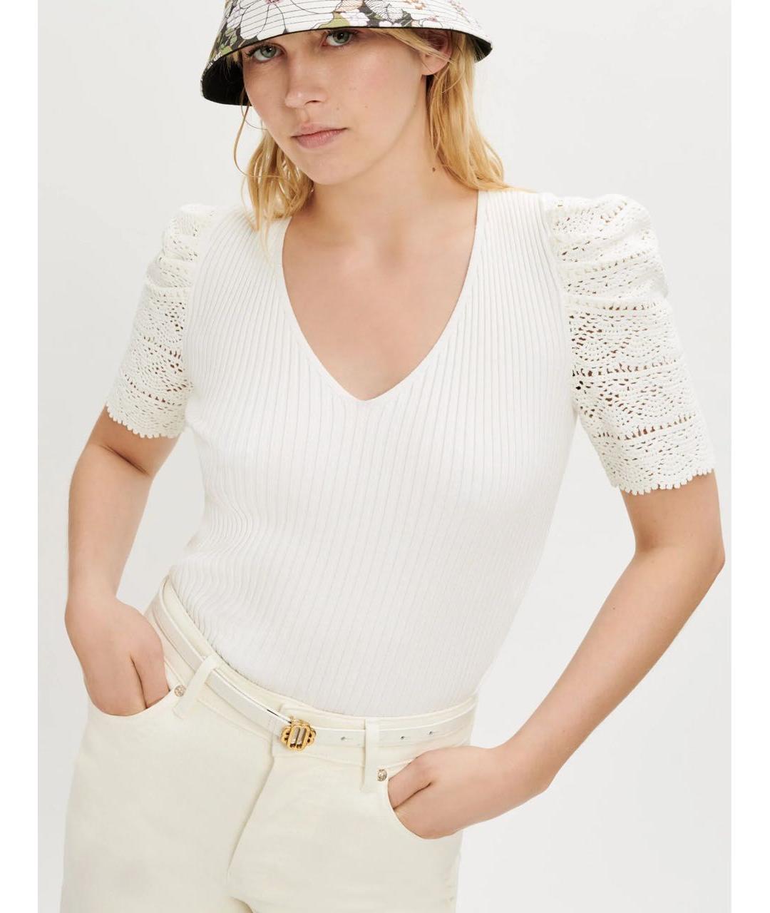 MAJE Белая вискозная футболка, фото 5