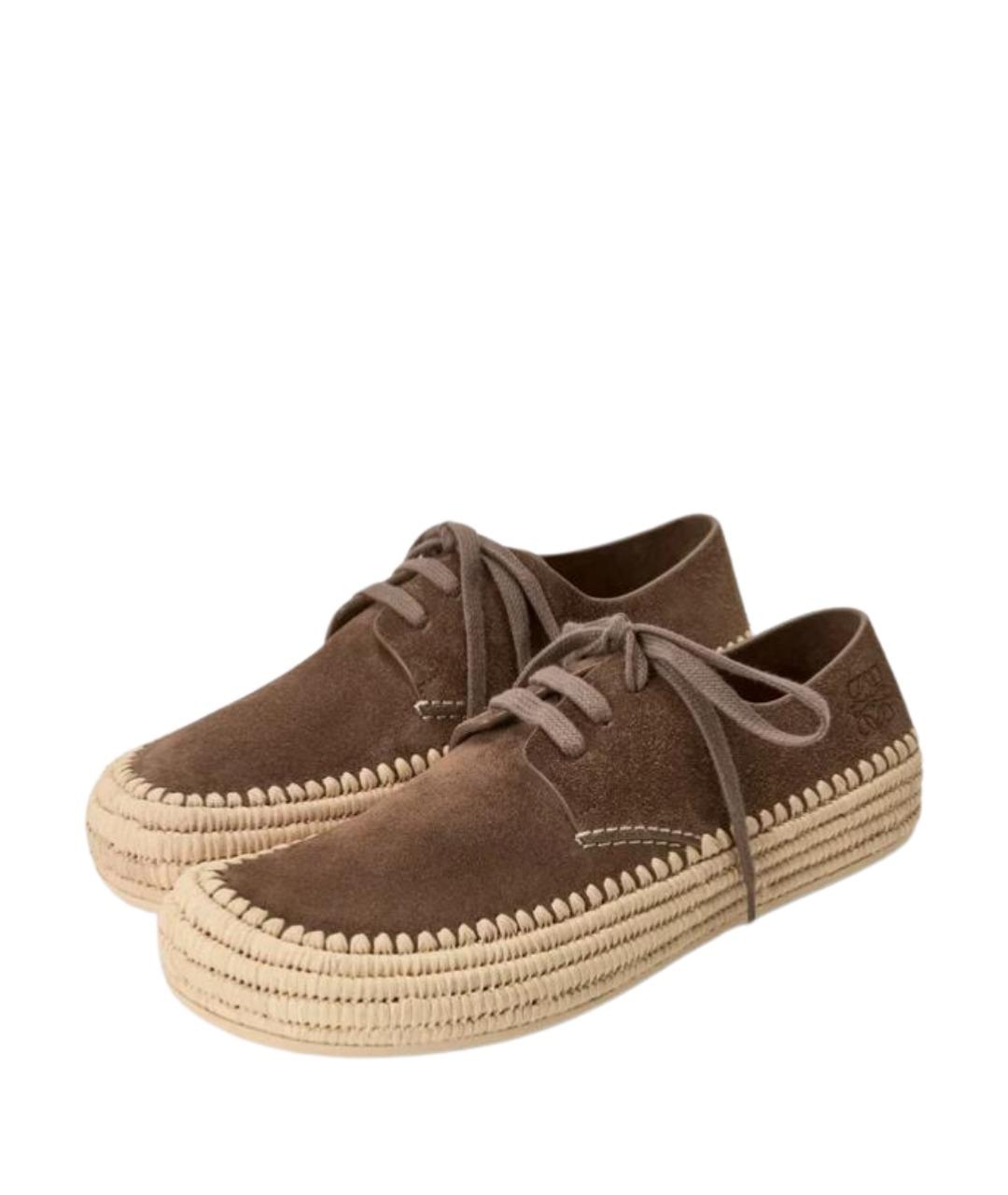 LOEWE Коричневые замшевые низкие ботинки, фото 2