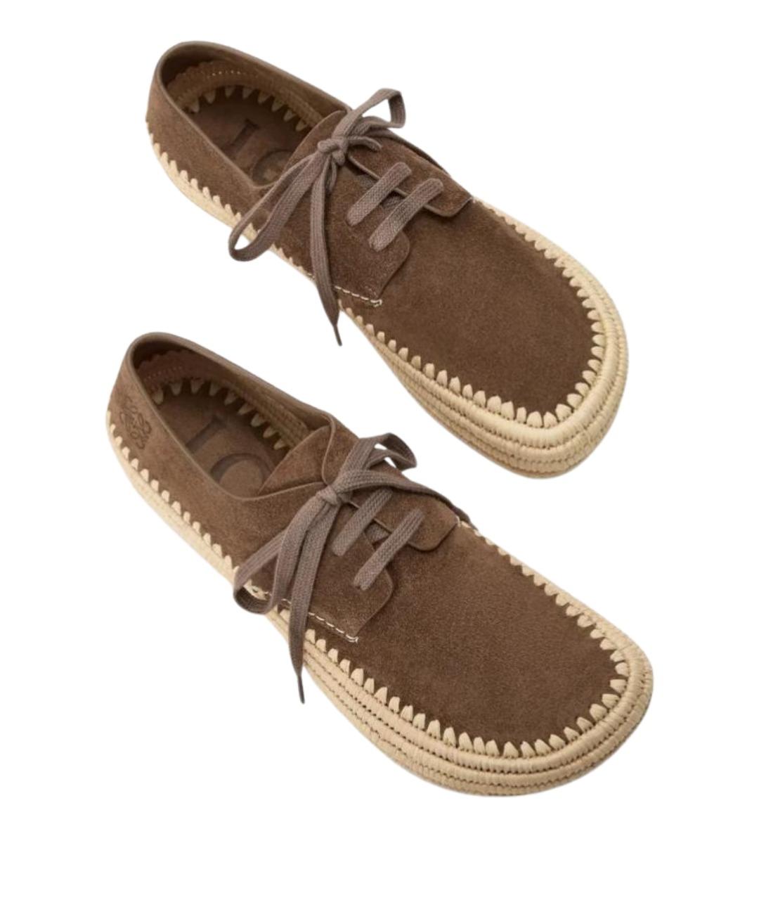 LOEWE Коричневые замшевые низкие ботинки, фото 3