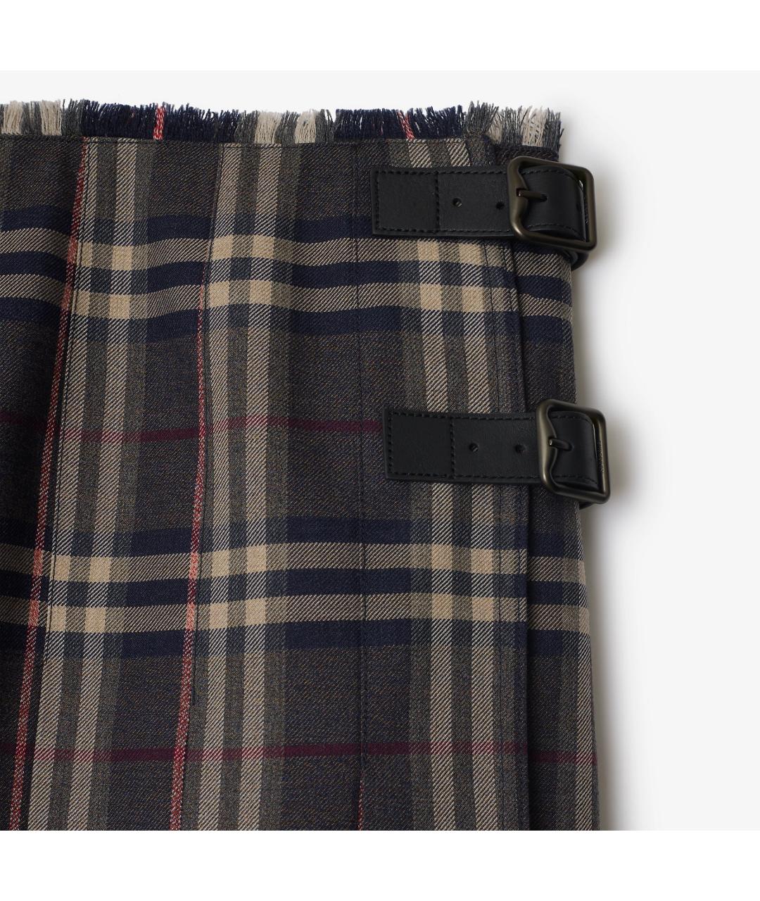 BURBERRY Серая шерстяная юбка мини, фото 2