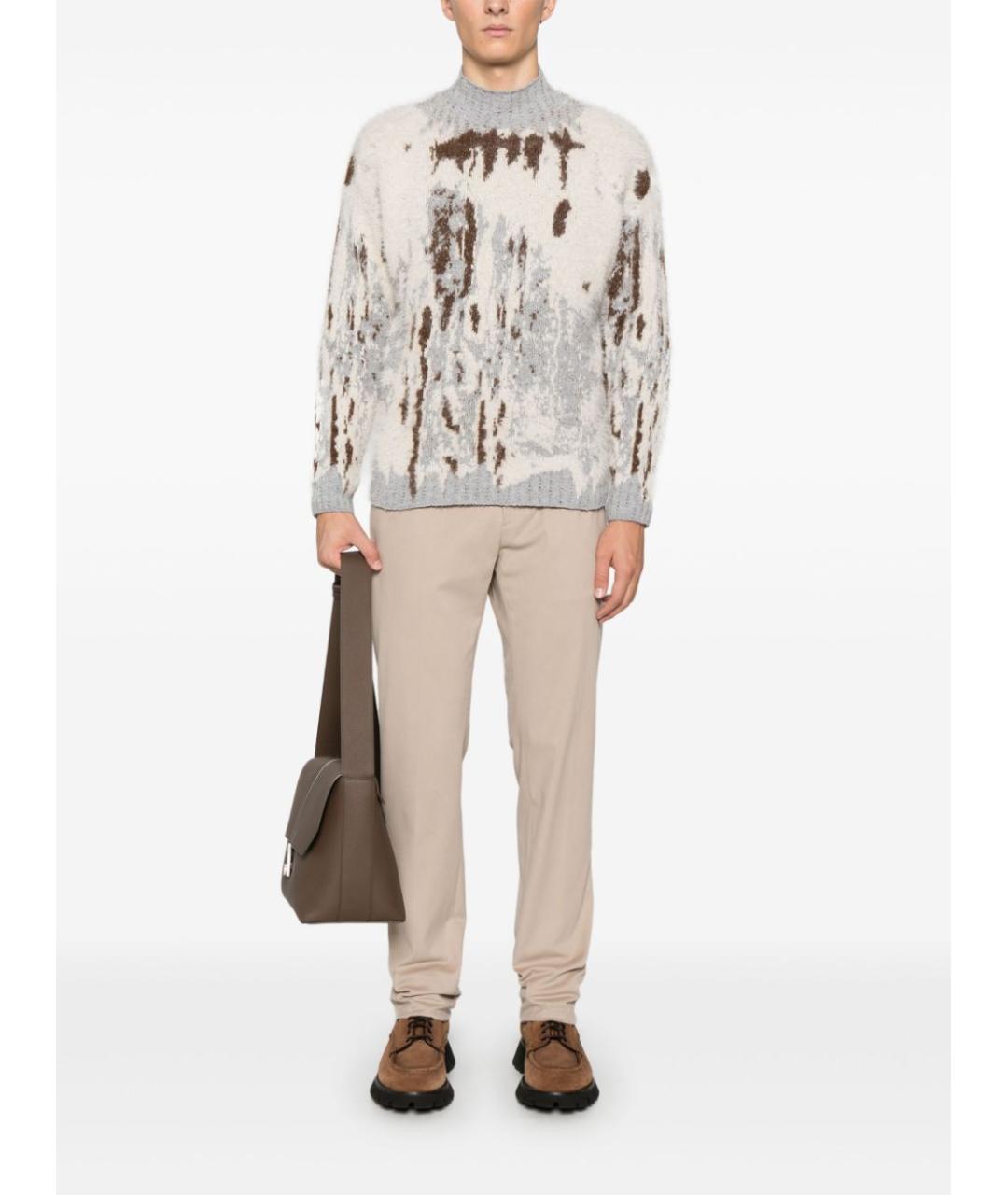 ZEGNA Бежевые хлопковые повседневные брюки, фото 5
