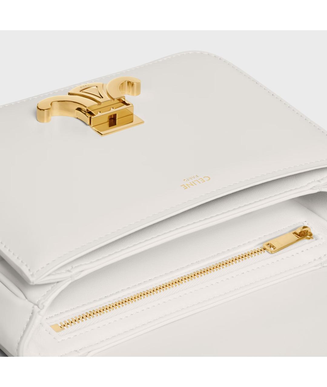 CELINE Белая кожаная сумка через плечо, фото 4