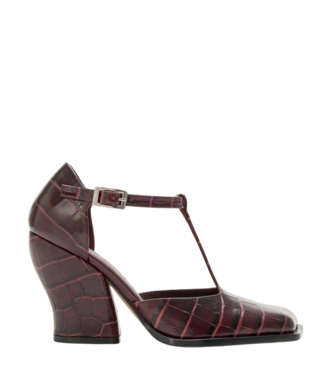 LOEWE Бордовые кожаные туфли, фото 1