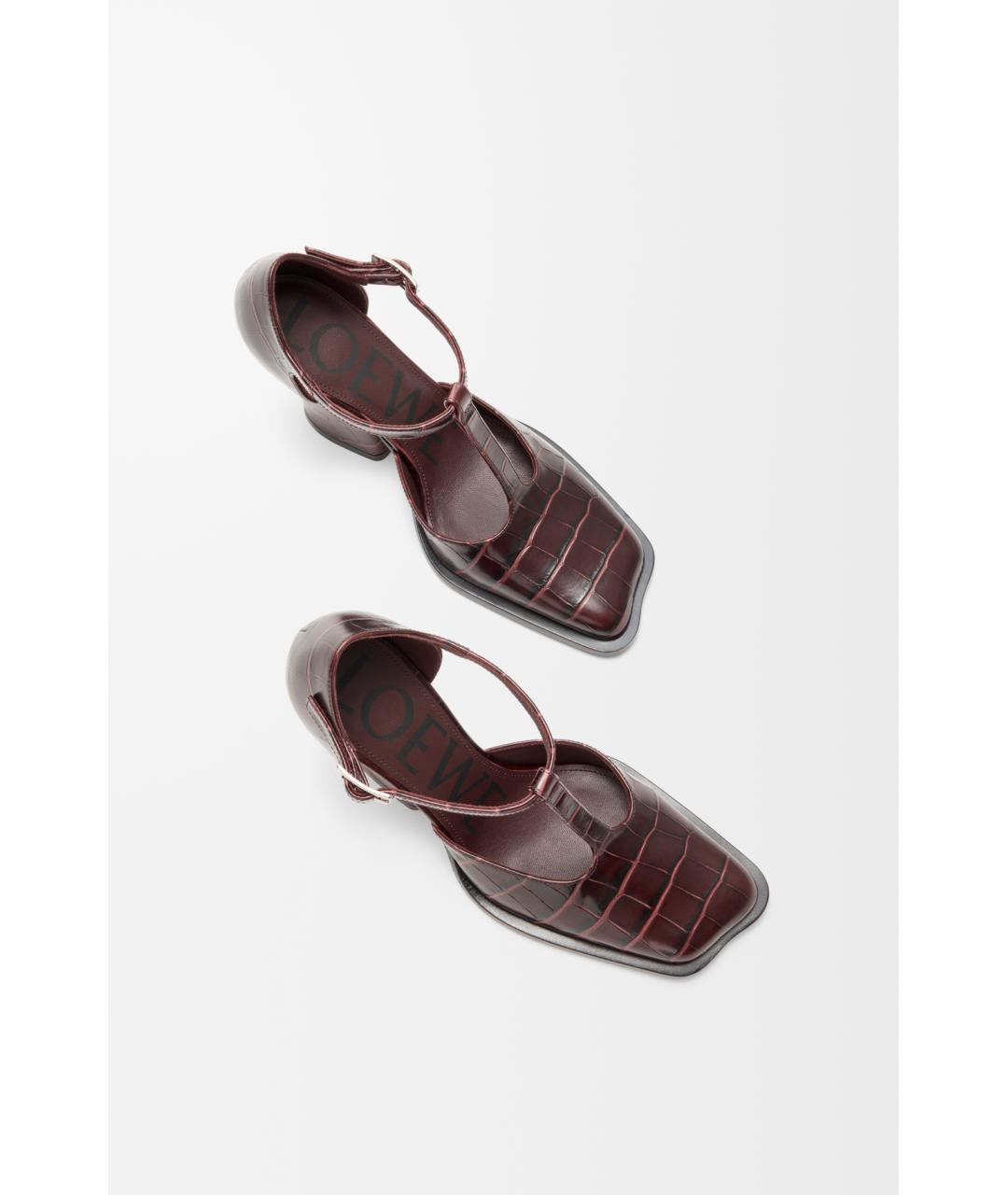 LOEWE Бордовые кожаные туфли, фото 3