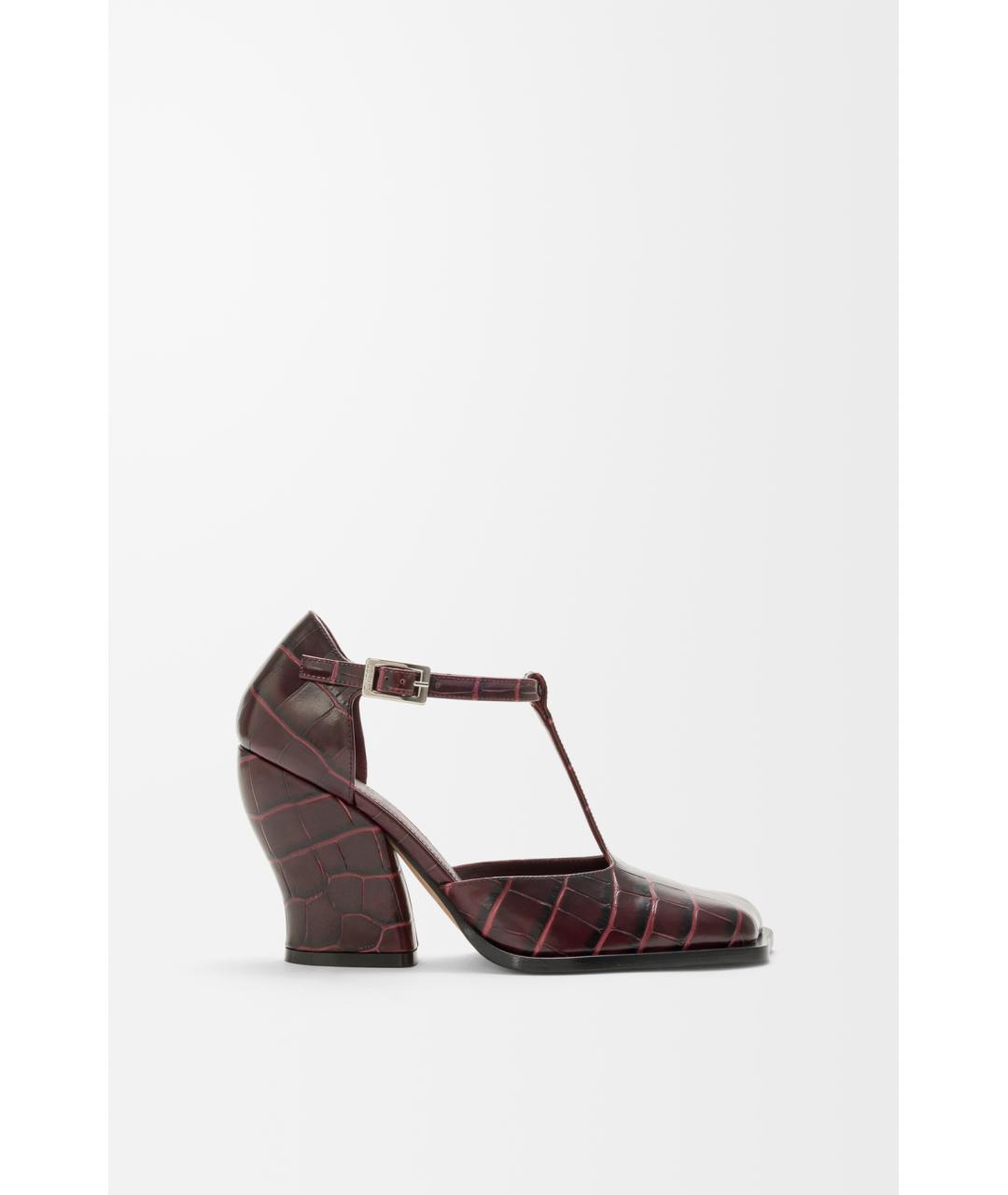 LOEWE Бордовые кожаные туфли, фото 6