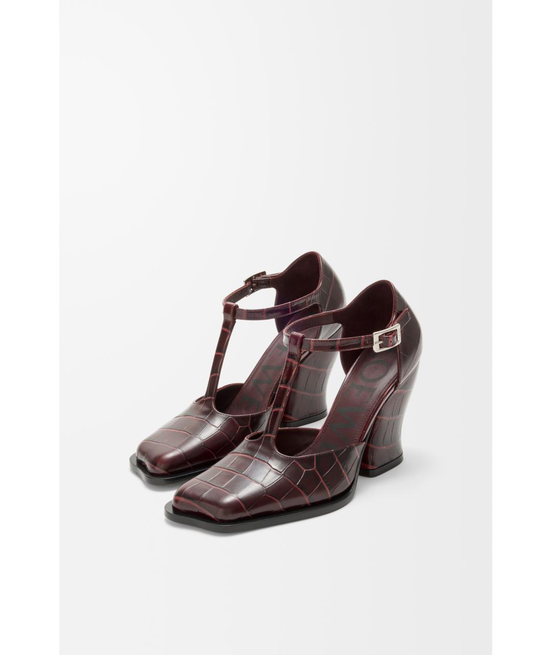 LOEWE Бордовые кожаные туфли, фото 2