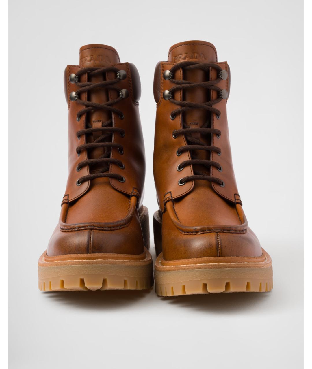 PRADA Коричневые кожаные ботинки, фото 5
