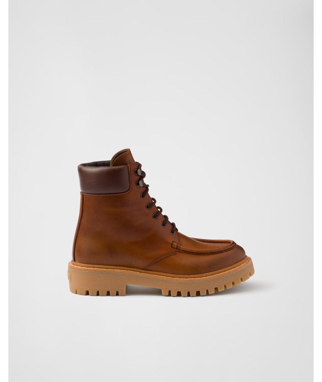 PRADA Коричневые кожаные ботинки, фото 7