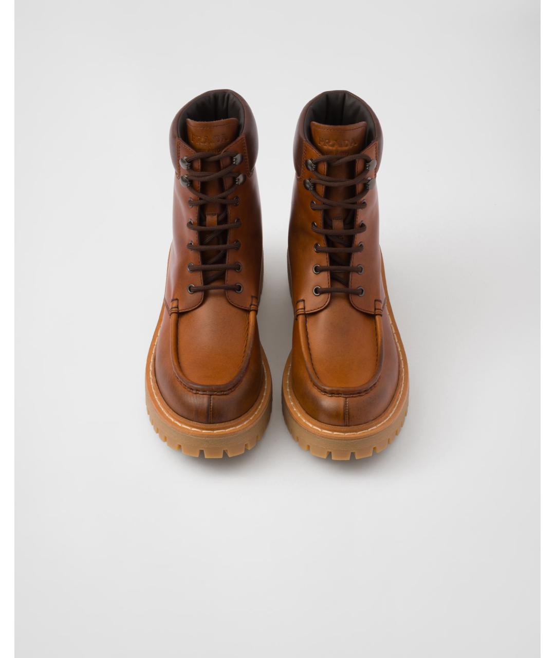 PRADA Коричневые кожаные ботинки, фото 3