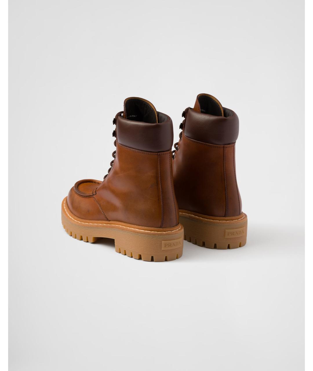 PRADA Коричневые кожаные ботинки, фото 4