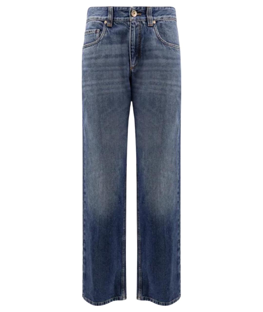 BRUNELLO CUCINELLI Синие хлопковые прямые джинсы, фото 1