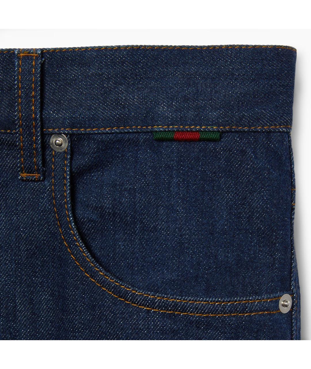 GUCCI Синие хлопковые повседневные брюки, фото 2