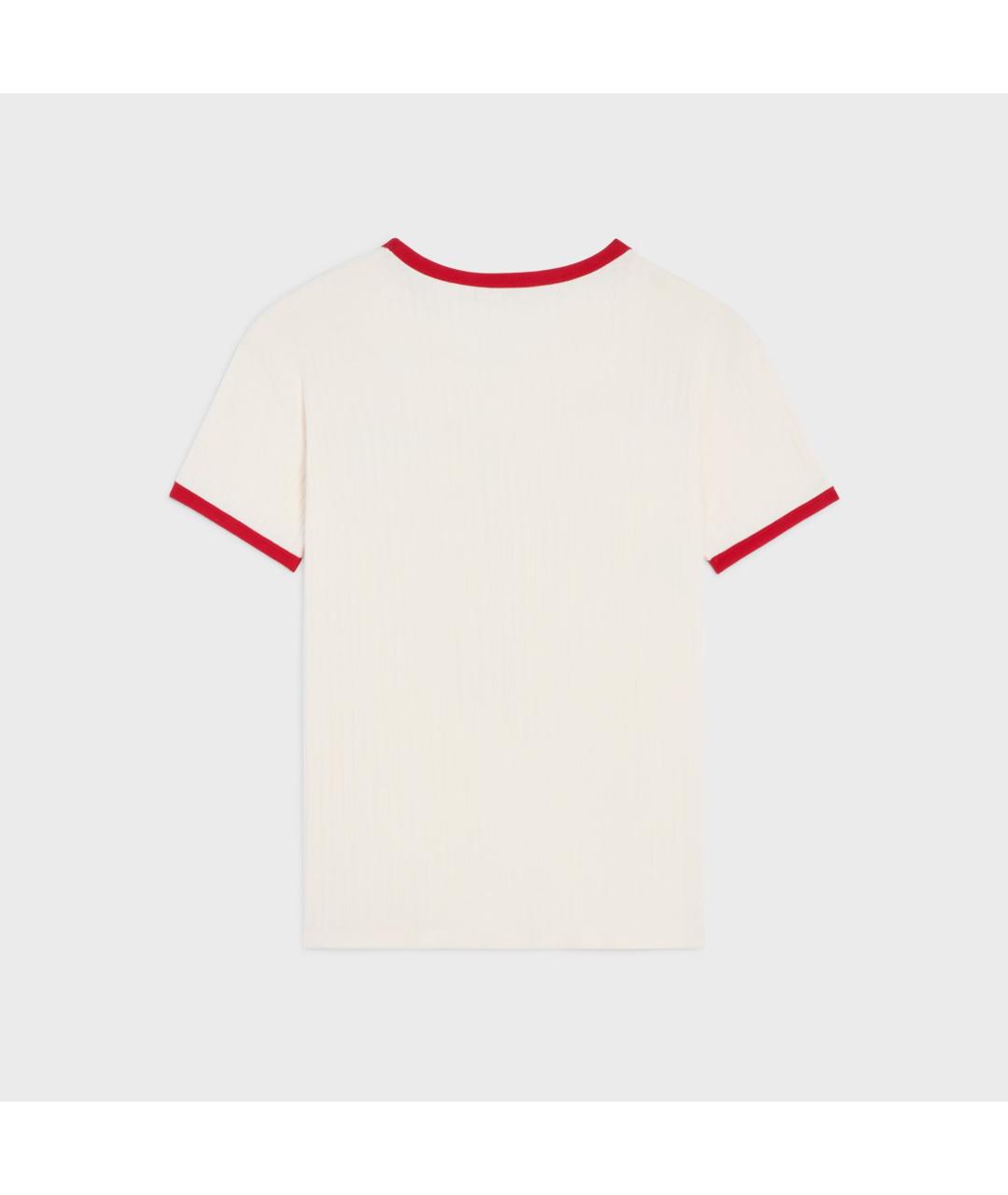 CELINE Белая хлопковая футболка, фото 2