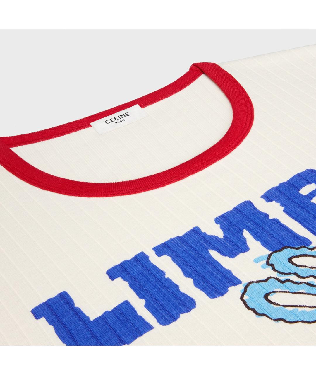 CELINE Белая хлопковая футболка, фото 3