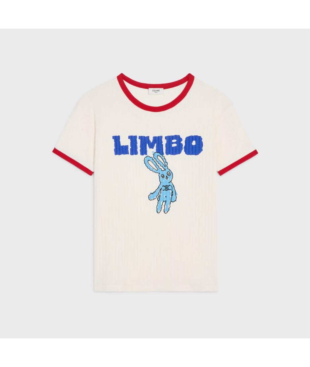CELINE Белая хлопковая футболка, фото 4