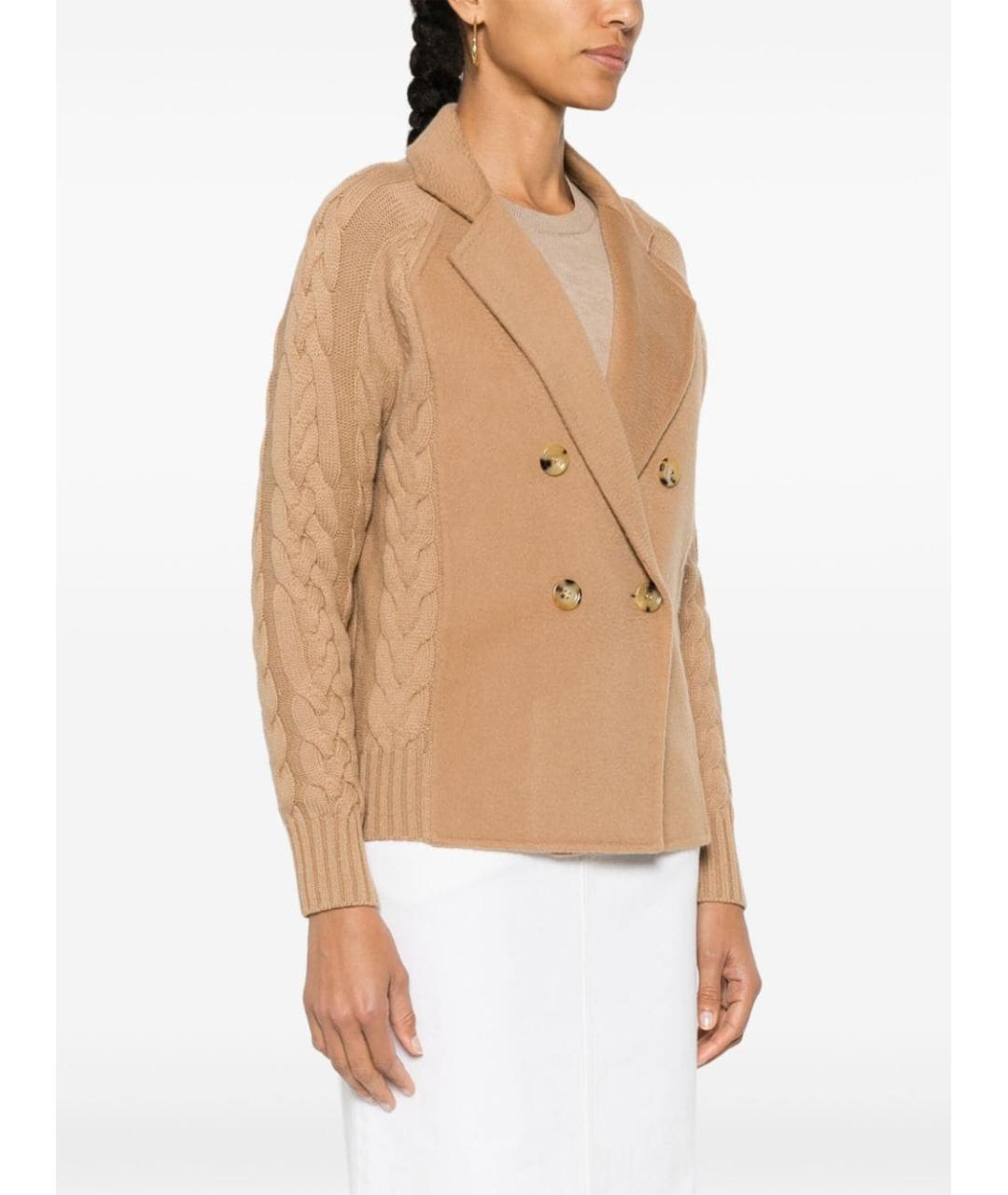 MAX MARA Бежевый шерстяной жакет/пиджак, фото 3