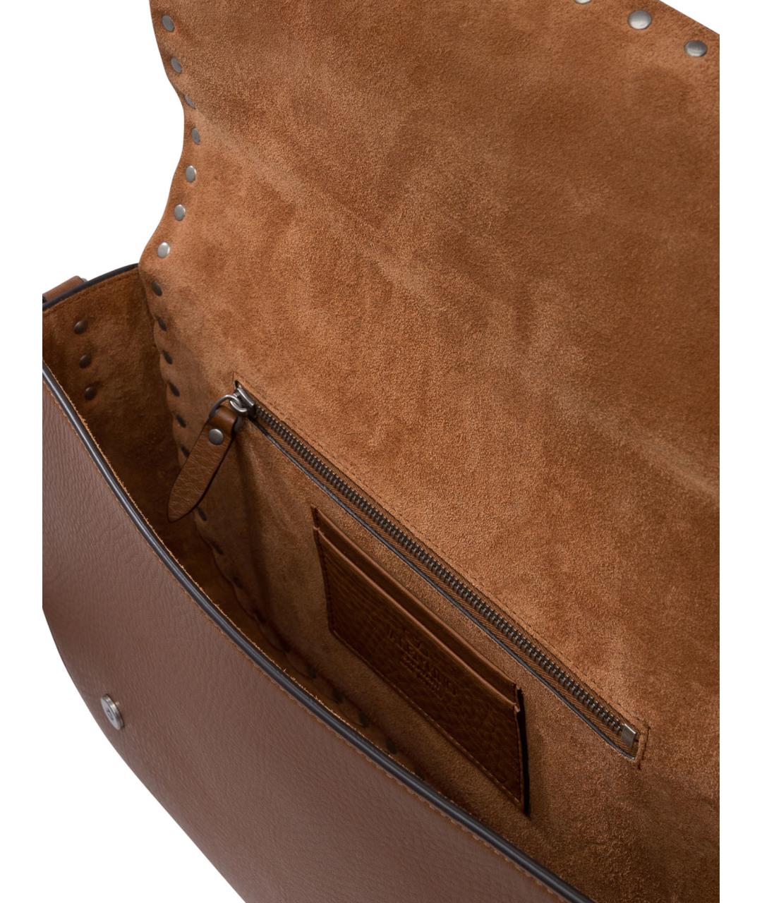 VALENTINO Коричневая кожаная сумка на плечо, фото 5
