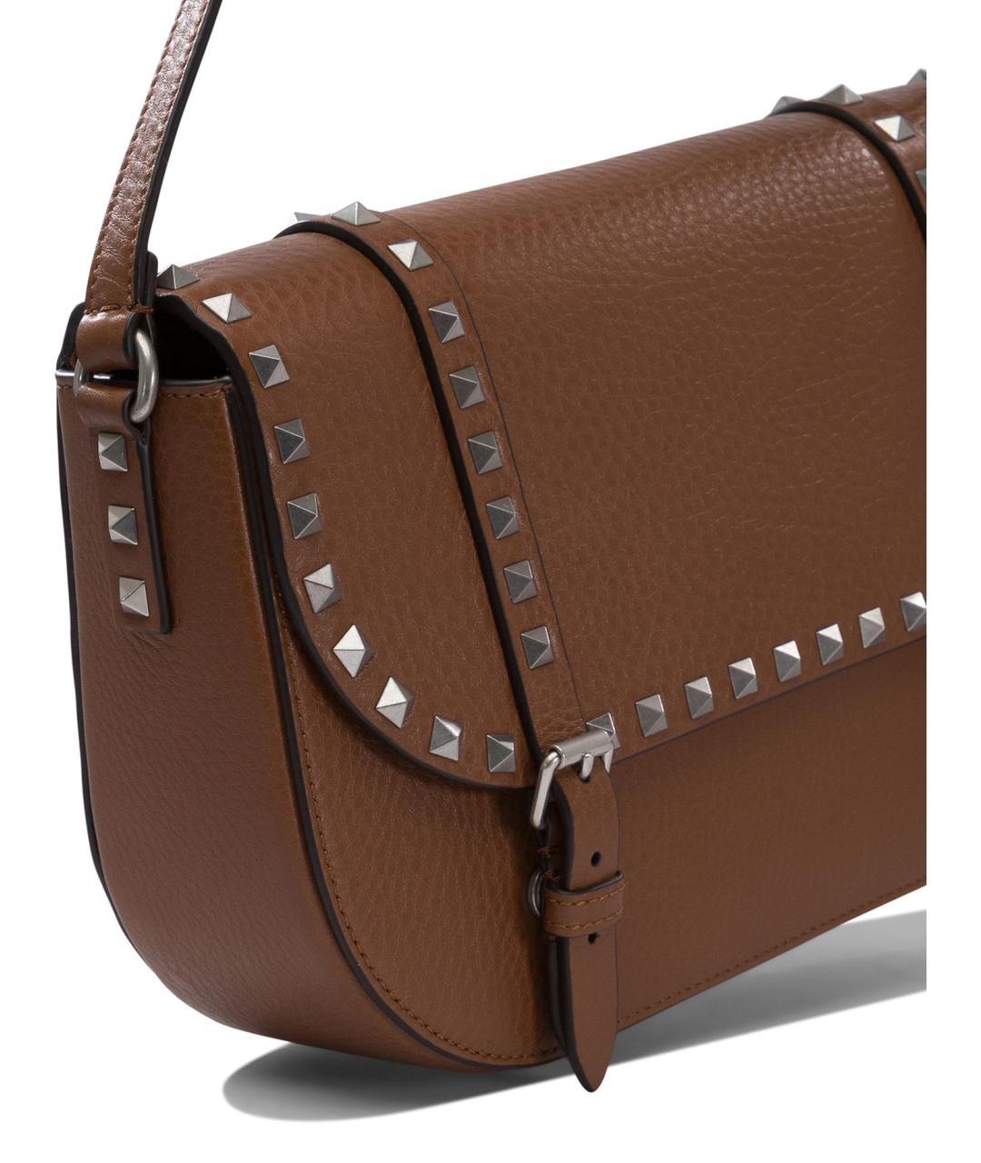 VALENTINO Коричневая кожаная сумка на плечо, фото 4