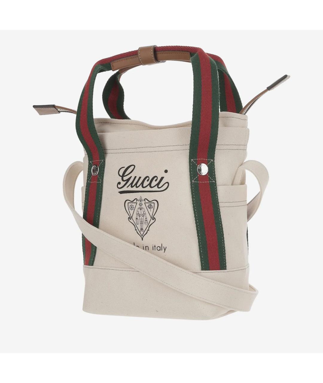 GUCCI Бежевая хлопковая сумка на плечо, фото 2