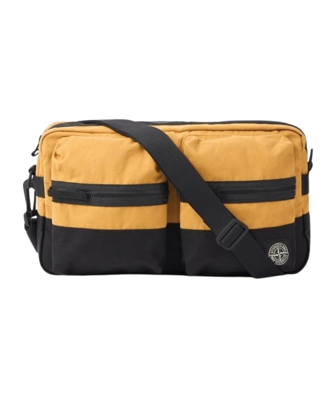 STONE ISLAND Желтая тканевая сумка на плечо, фото 1