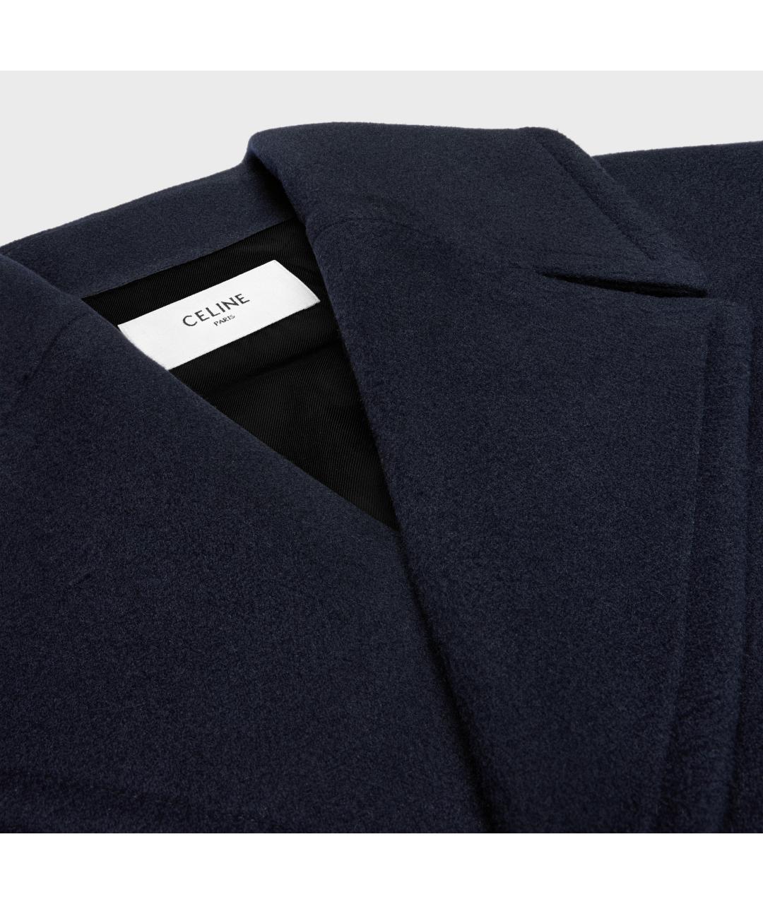 CELINE Темно-синее шерстяное пальто, фото 3