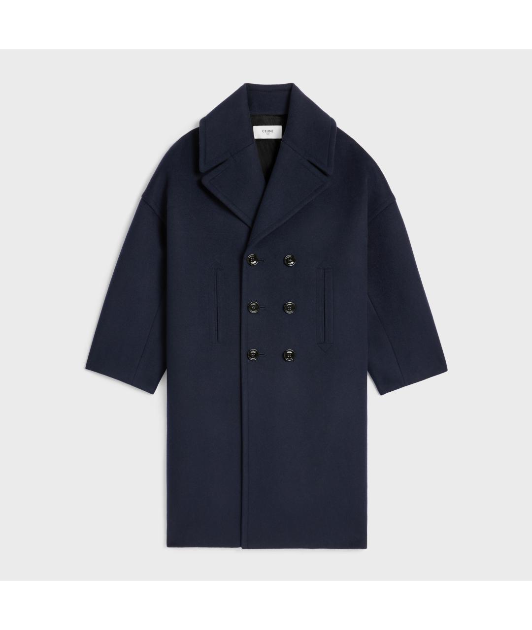 CELINE Темно-синее шерстяное пальто, фото 4