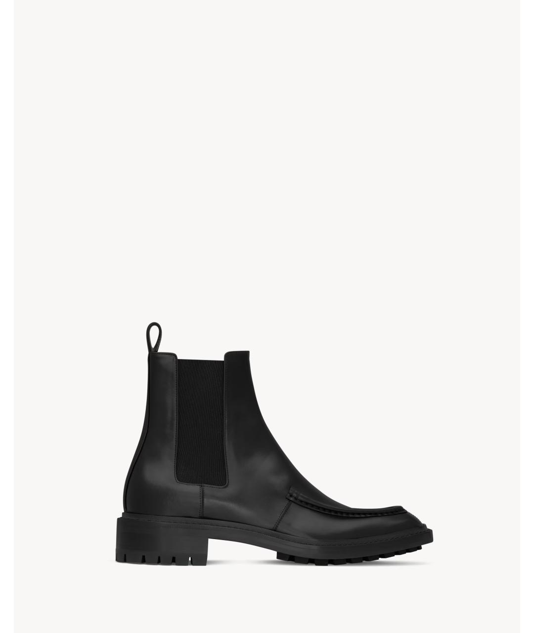 SAINT LAURENT Черные кожаные высокие ботинки, фото 1