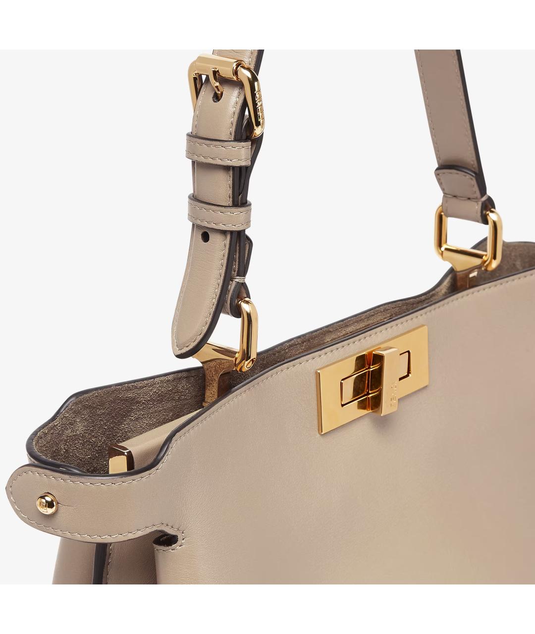 FENDI Коричневая кожаная сумка с короткими ручками, фото 6