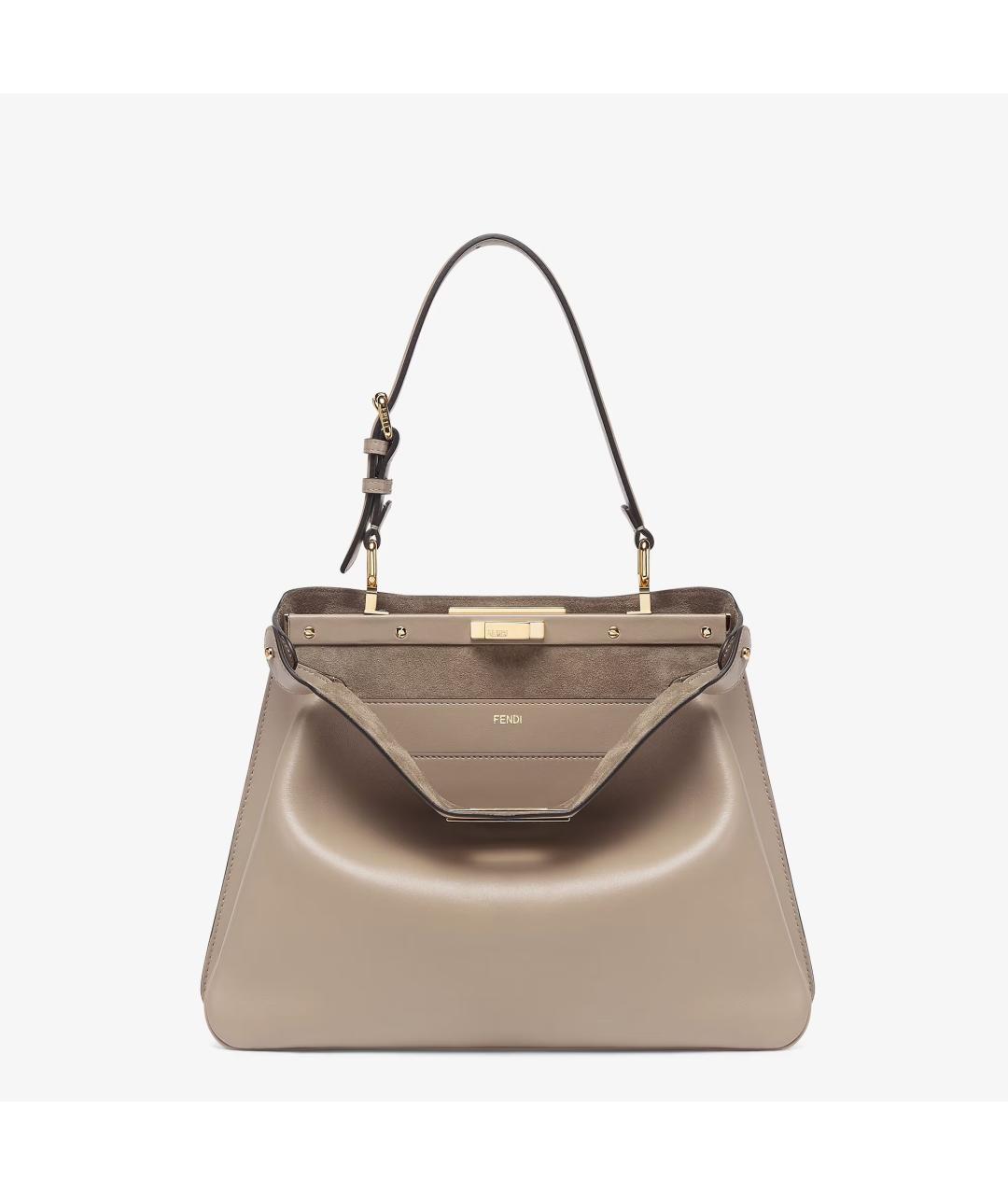 FENDI Коричневая кожаная сумка с короткими ручками, фото 3