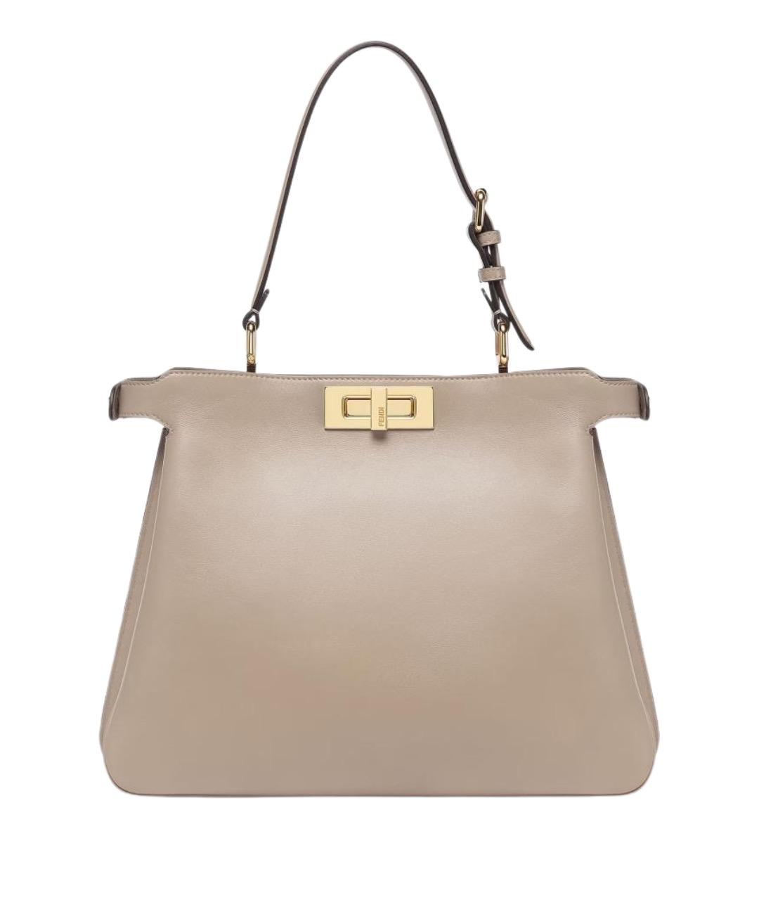 FENDI Коричневая кожаная сумка с короткими ручками, фото 1