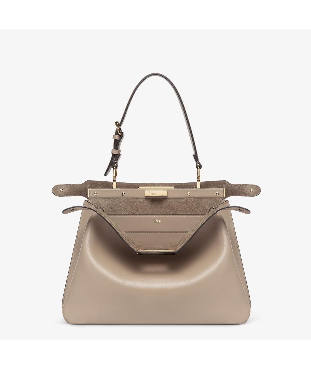 FENDI Коричневая кожаная сумка с короткими ручками, фото 2