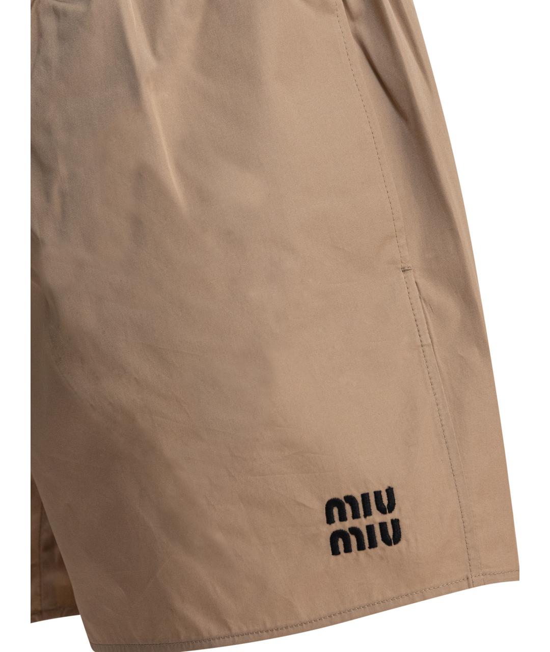 MIU MIU Бежевые хлопковые шорты, фото 4