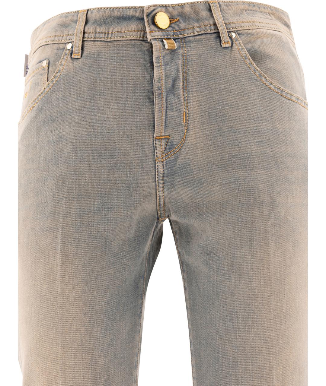 JACOB COHEN Голубые хлопковые прямые джинсы, фото 3