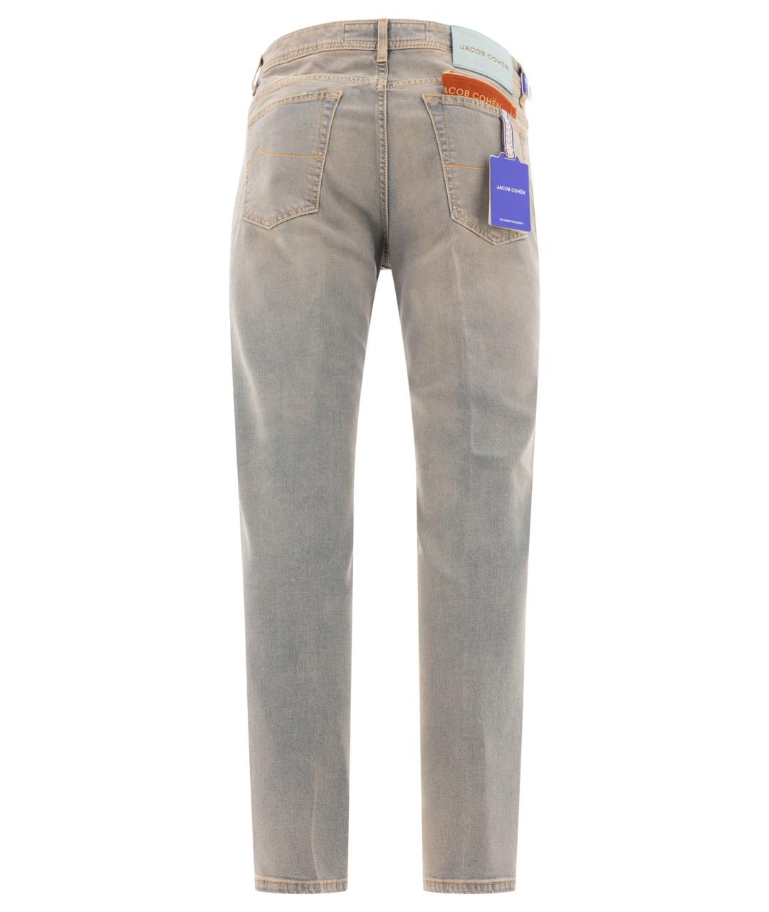 JACOB COHEN Голубые хлопковые прямые джинсы, фото 2